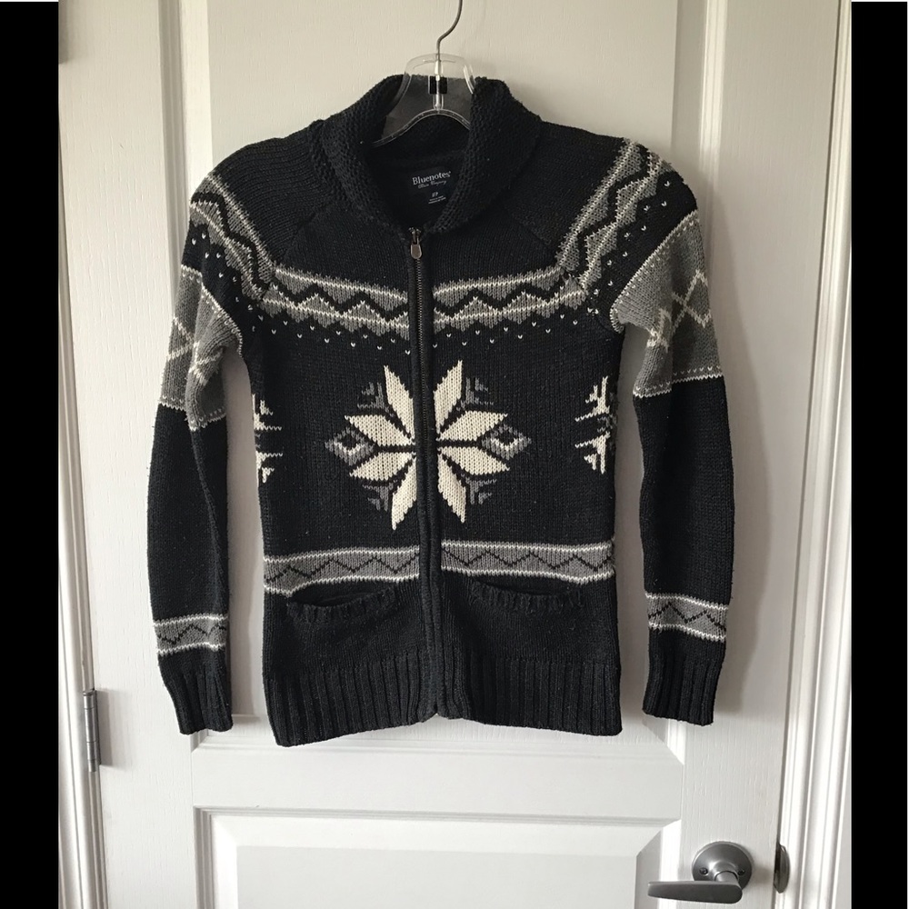 Womens Blue Notes Zip up Sweater